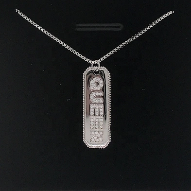 New Fashion Cz Filled QUEEN Design Nameplate 925 Silver Alphabet Necklace