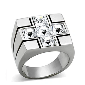 Black square rhinestone high quality jewelry unisex stainless steel rings