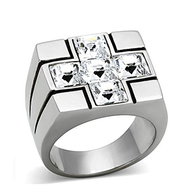 Black square rhinestone high quality jewelry unisex stainless steel rings