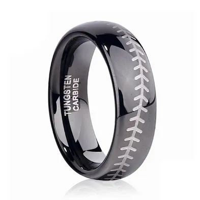 Custom Black Or Blue Baseball Ring, Inscribed Oem Tungsten Steel Ring