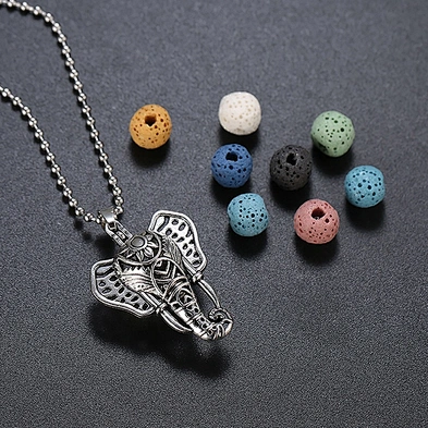 Volcanic oil incense pendant necklace new ethnic style elephant collar neckless jewelry
