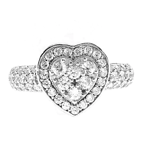 Couple Heart Gemstone Jewelry Wedding S925 Sterling Silver Ring Set
