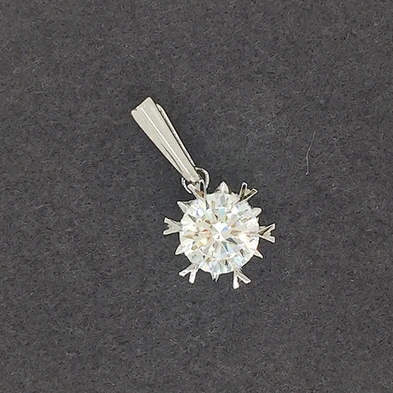 Small Cute Unisex Hand Made Silver Snow Flake Single Zircon Charm Pendant