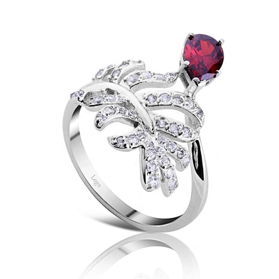 Shiny gemstone leaf adjustable 925 silver ring wholesale