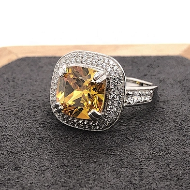 Noble style citrine fashion 925 sterling silver gemstone rings