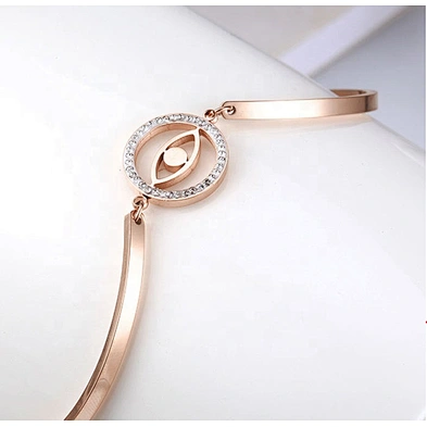 Girls simple fashion stainless steel rose gold bracelet, 18k gold devil's eye bracelet