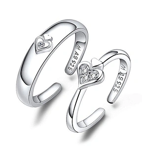 Shiny 925 silver triangle stone stretch toe rings