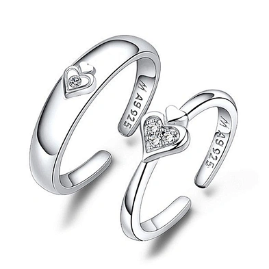 Shiny 925 silver triangle stone stretch toe rings