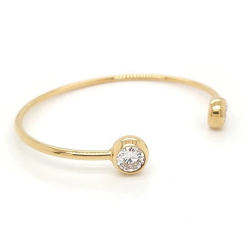 Wholesale simple design 18k gold plating cuff bangle gemstone bracelet unisex