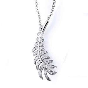 Feather design cz charm 529 silver jewelry pendant