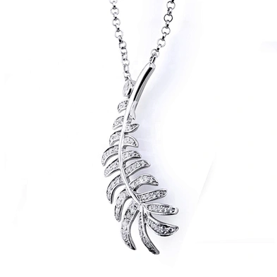 Feather design cz charm 529 silver jewelry pendant