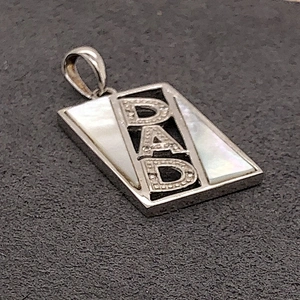 925 Silver White Stone Geometric Design Pendant With Alphabet Letter DNA