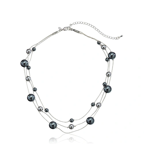 Flower With Multi Chain Design Silver Diy Pearl Necklace