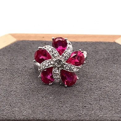 Flower Bloom Purple Gem Ring, Natural Purple Amethyst Birthstone Ring