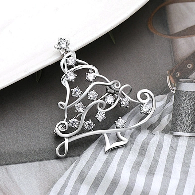 Wholesale double color euro-american christmas tree fashion brooch dress for the party and dinner