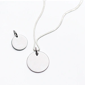 Temperament female fashion simple smooth round piece 925 silver minimalism pendant