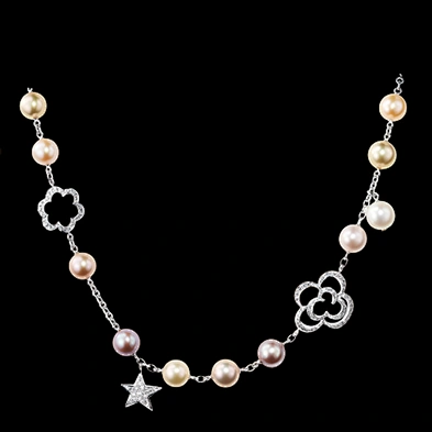 Chinese stylish silver jewelry freshwater pearl pendant necklace set