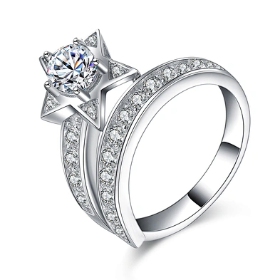 Adjustable Gemstone Engagement Wedding 925 Sterling Silver Platinum Ring Price
