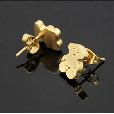 Korean fashion 750 gold boy earring crave bear earing jewelry