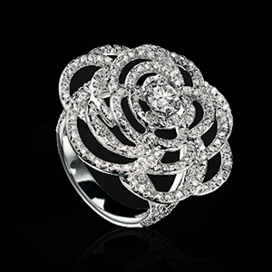 Beauty splendid cz inlaid flower silver faux diamond rings