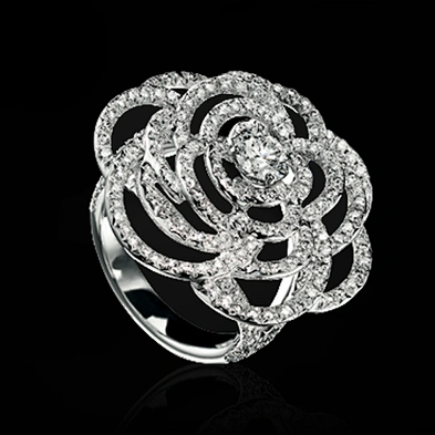 Beauty splendid cz inlaid flower silver faux diamond rings