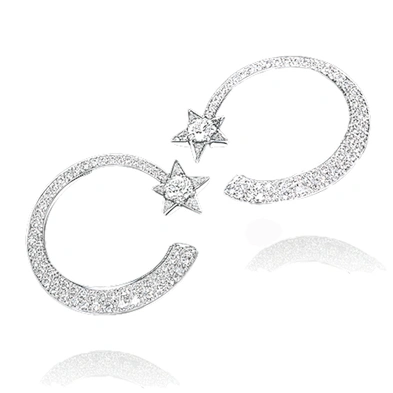 Boutique moon and star design cz clip 925 silver earrings