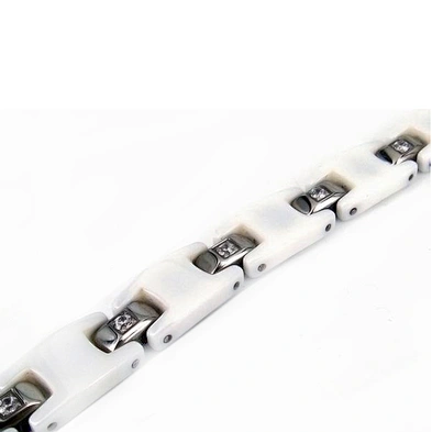 Cheap stainless steel white ceramic beads bracelet
