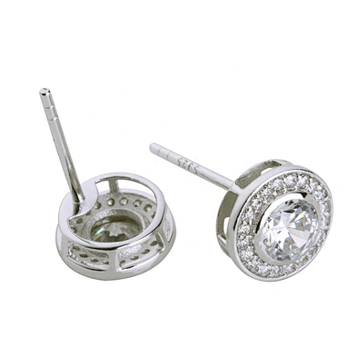 White gold coin custom design logo stud earring for women