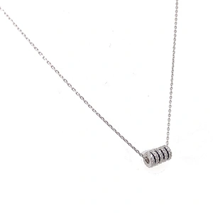 Refined Small Silver Cz Superimposed Circle Pendant Necklace Jewelry