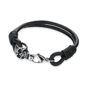 2019 fashion new trends men stainless steel leather bracelet