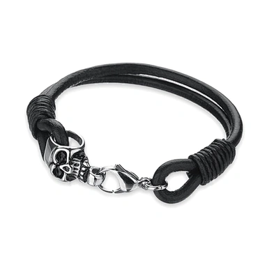 2019 fashion new trends men stainless steel leather bracelet