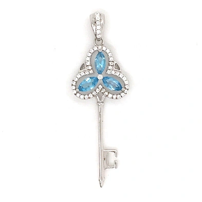 925 Sterling Silver Crystal Key Pendant 3D, Custom Key Charm Bulk, White Gold Mini Key Charms Pendant