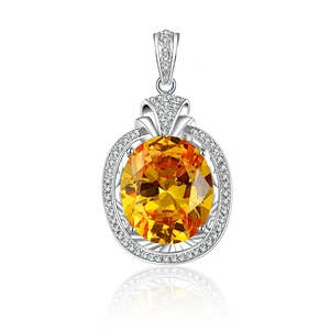 Fashion silver 925 cage locket yellow citrine pendant