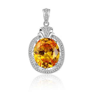 Fashion silver 925 cage locket yellow citrine pendant
