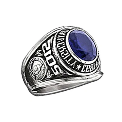 Signet custom design blue solid amber 30 year anniversary ring