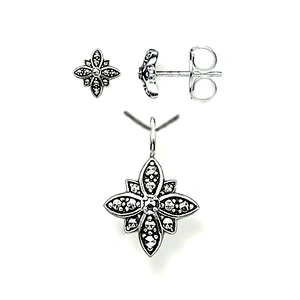 Black flower designer delicate diamond necklace set jewelry