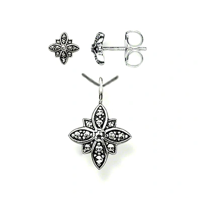 Black flower designer delicate diamond necklace set jewelry