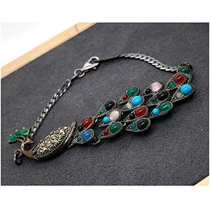 Anchors Crosses Leather Peacock Magnet Accessories For Ocean Jasper Wristband Feather Bracelet