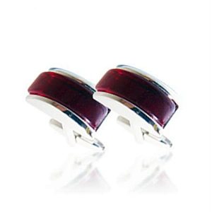 Cheap red resin shell cufflink and tie pin set