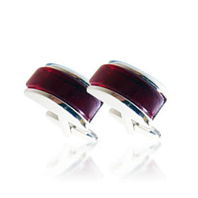Cheap red resin shell cufflink and tie pin set