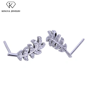 Wholesale silver post earing feather earring for men