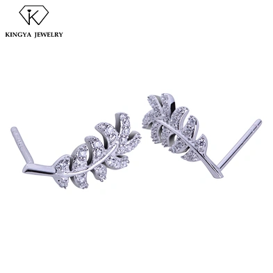 Wholesale silver post earing feather earring for men