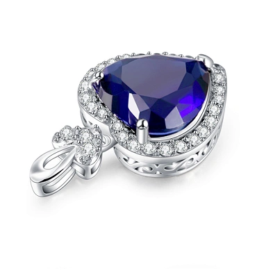 Blue Stone 925 Sterling Silver Love Heart Charm Necklace Pendant Jewelry
