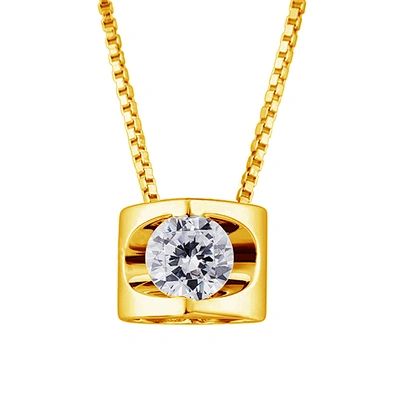 Minimal cube heart design pendant lab made diamond jewelry