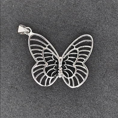 White Gold Crystal Beads Necklace Pendant, Diamond Butterfly Necklace In 925 Sterling Silver, Cz Charm Butterfly Pendant