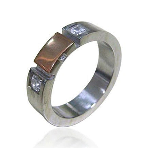 Elegant silver 316l stainless steel personalized cz ring man