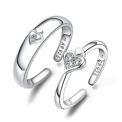 Fresh heart half design silver couple asian wedding rings
