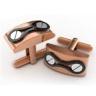Luxurious rectangle black shell metal golden cufflink for men