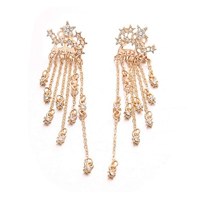 Alloy amethyst charm front back macrame earrings
