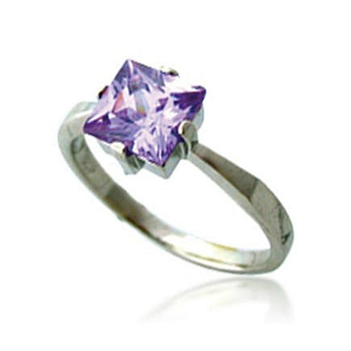 Violet fleur-de-lis stone sterling silver light weight gold ring
